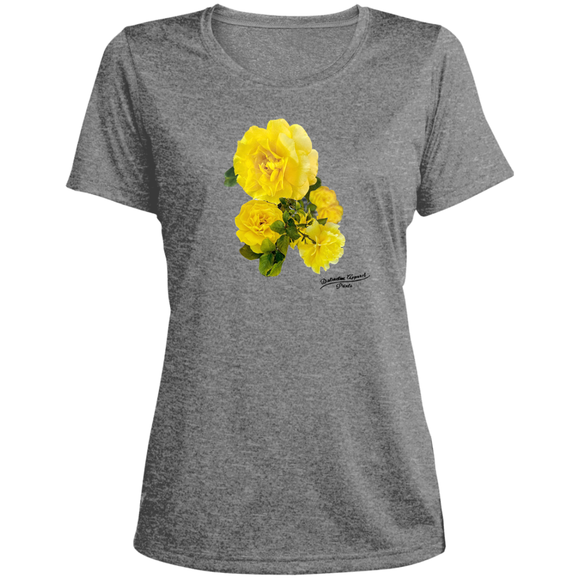 YELLOW ROSES on Short Sleeve Heather Scoop Neck 360
